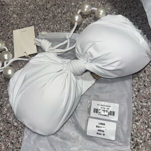 ALT swim White Bikini Top & Bottom with Pearl Accent